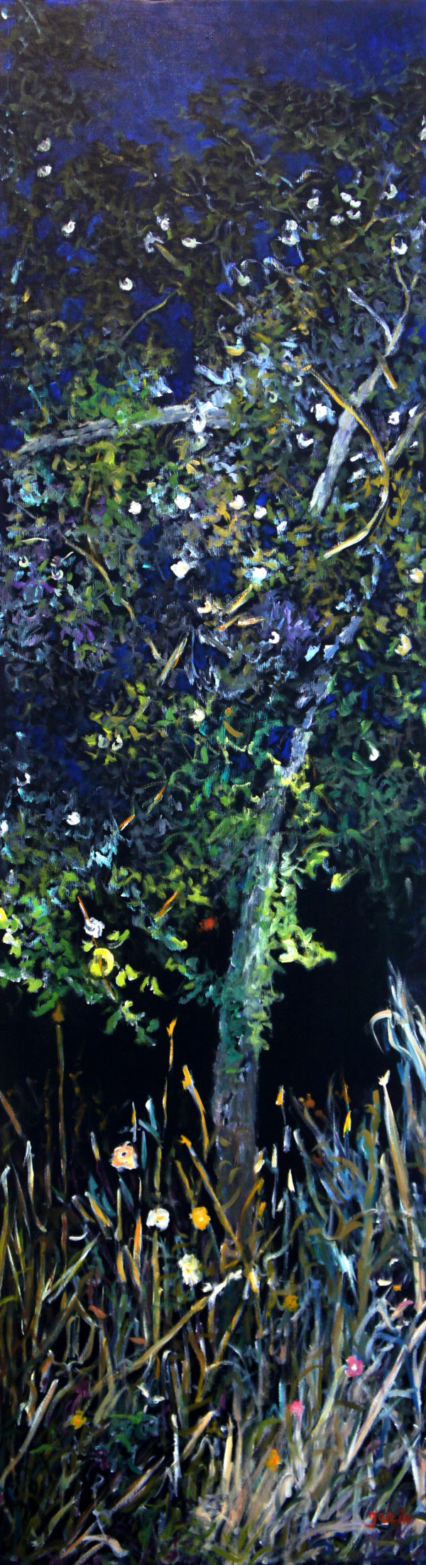 Heure bleue 2, 2019, huile sur toile 161 X 46 cm
