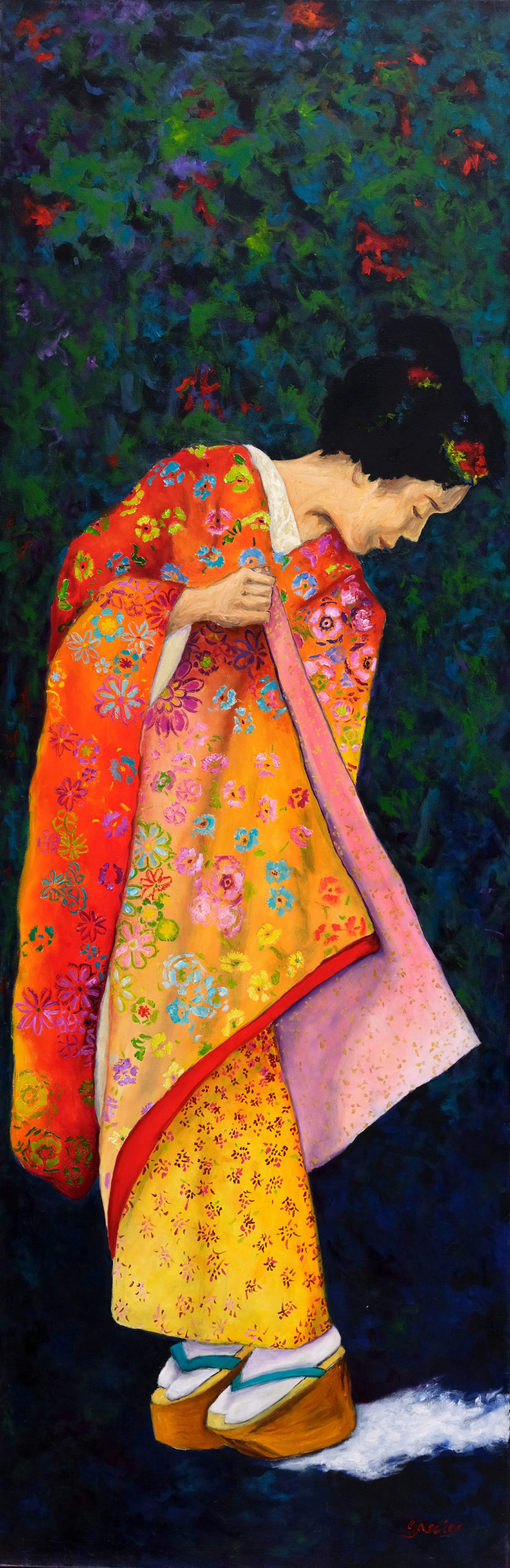 Geisha ombre blanche, blanche, 2018, 150 X 50 cm