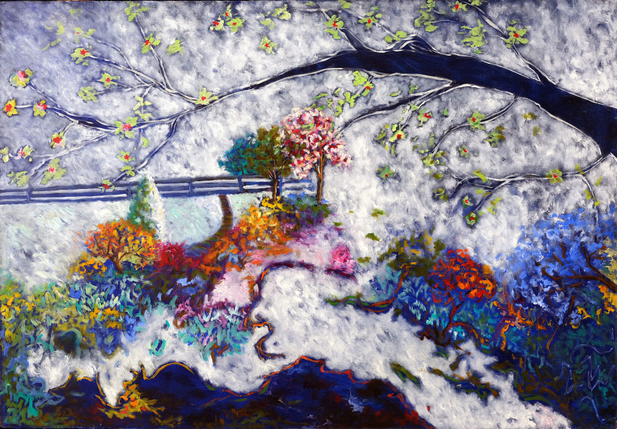 Branche bleue noire, 2000, huile sur toile 116 X 81 cm