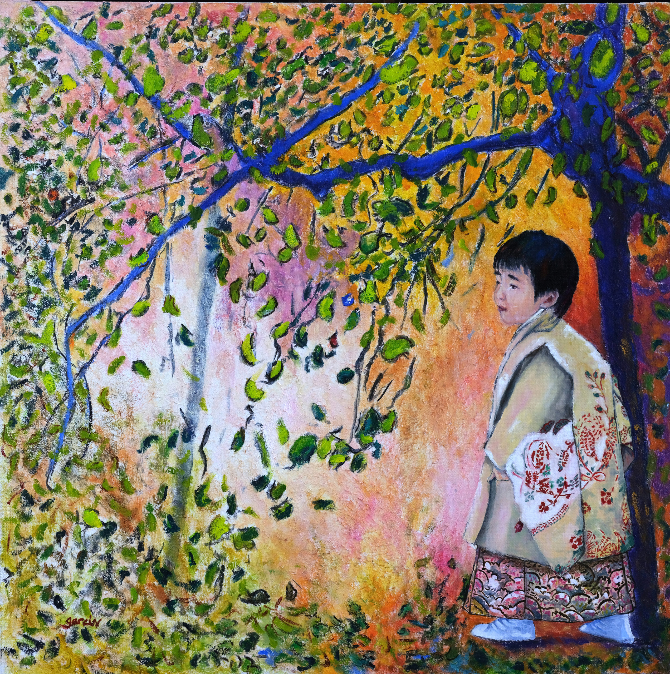 L&rsquo;enfant, 2018, huile sur toile 80 X 80