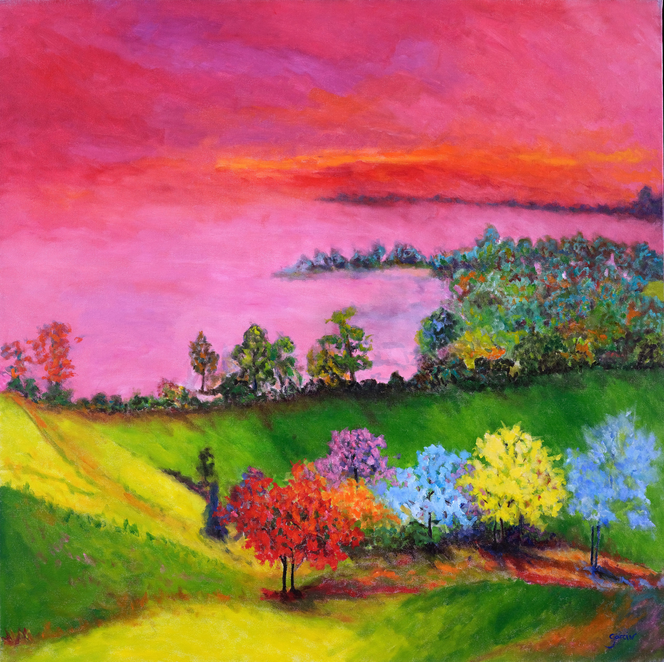 L&rsquo;ivresse du vivant, 2015, huile sur toile 80 X 80 cm