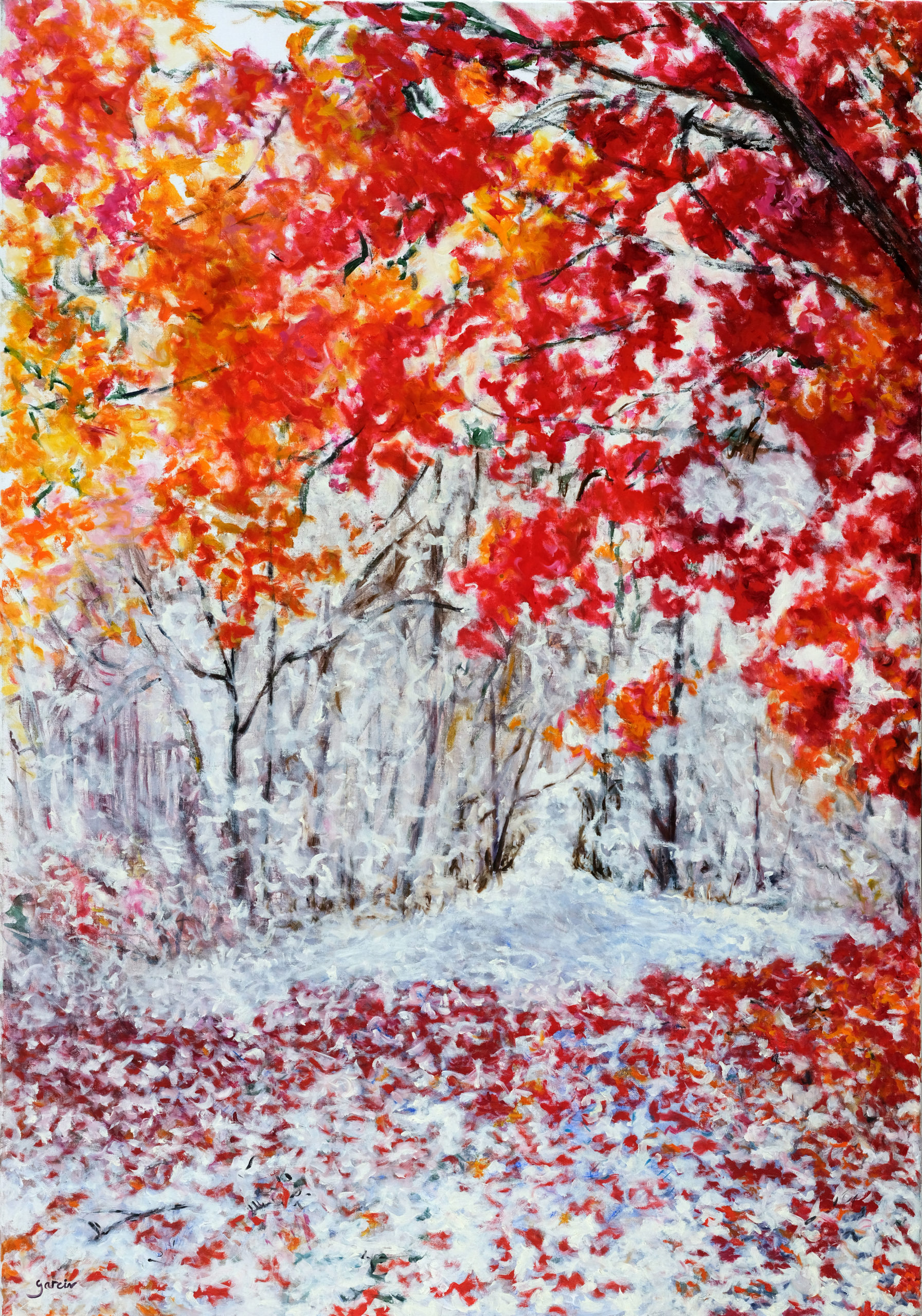« Les derniers feux », 2017, huile sur toile 100X81 cm, Jean-Louis Garcin.