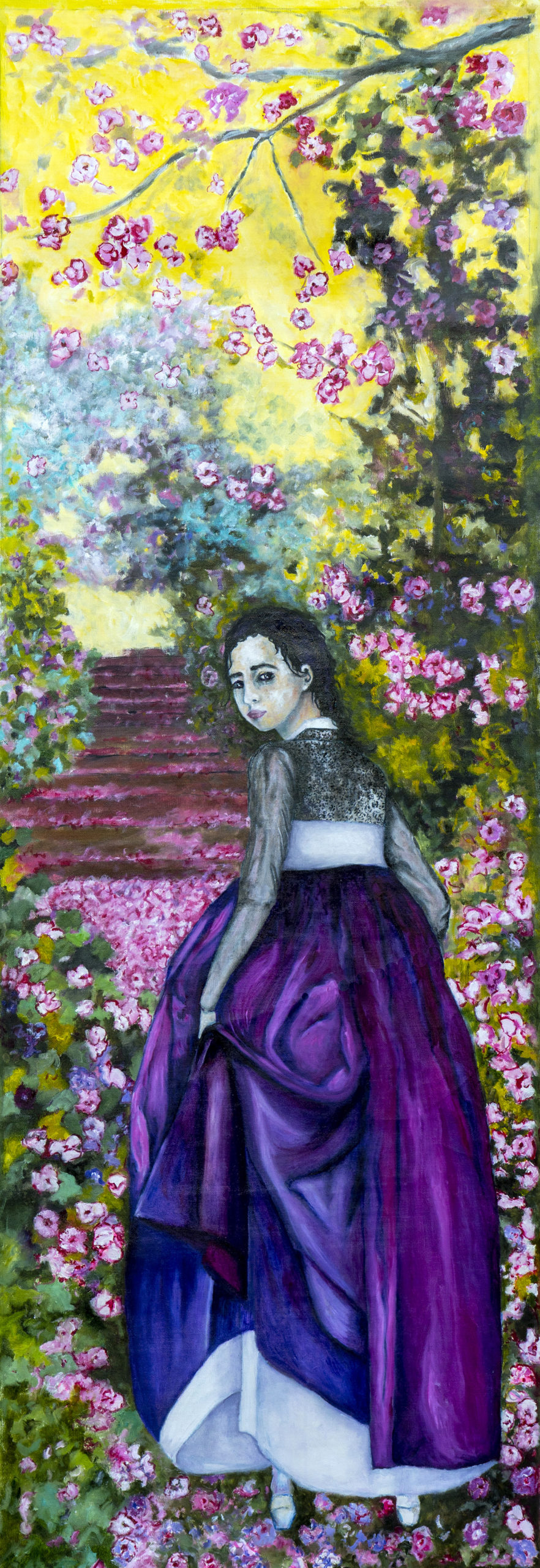 « Fille de Sève et de Soie », huile sur toile150 X 50 cm, 2020