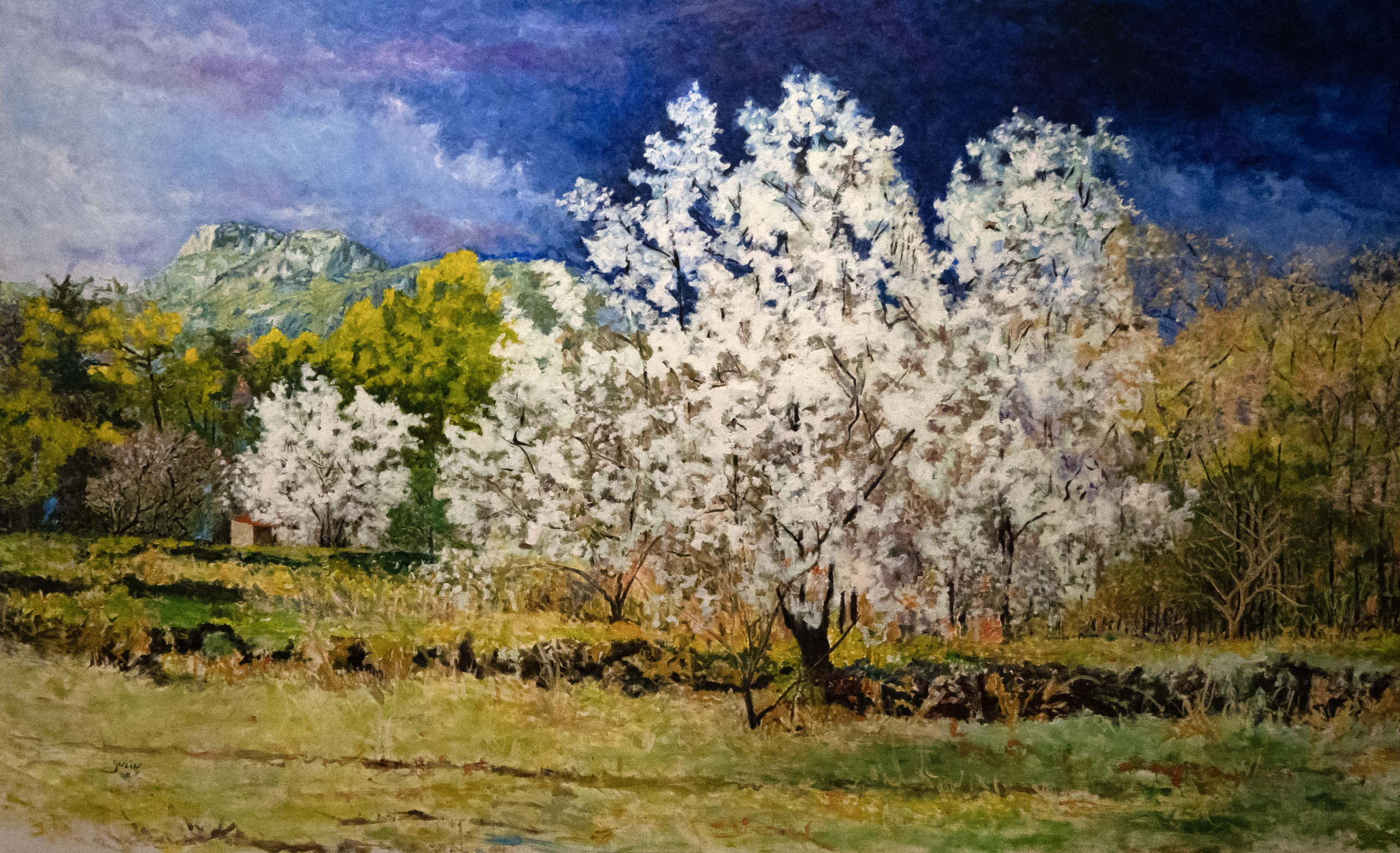 L&rsquo;amandier, huile sur toile, 185 X 108 cm, 2023.